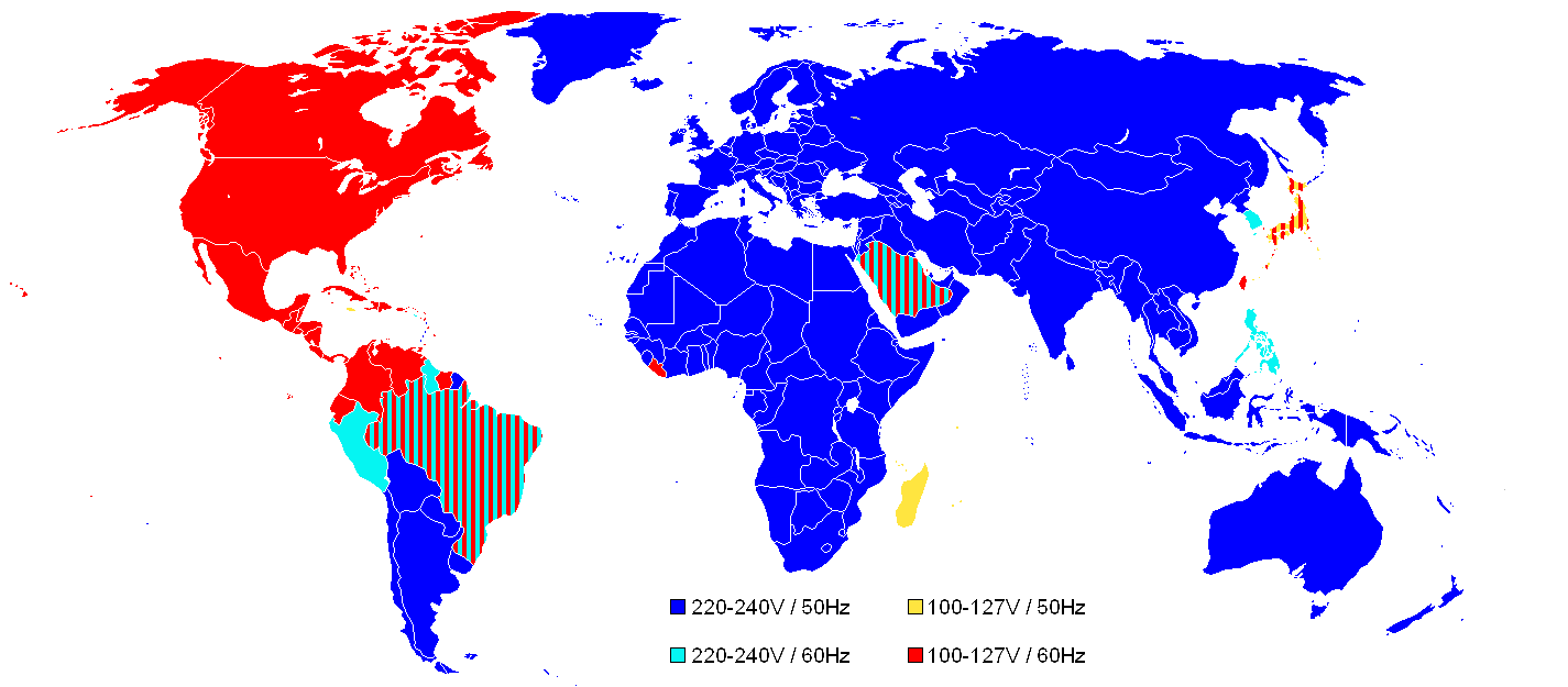 主要國家(地區(qū))電網(wǎng)電壓和頻率、認(rèn)證類型